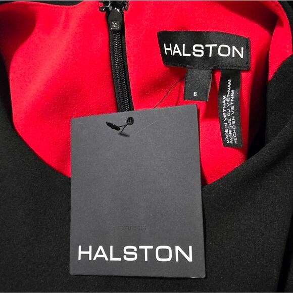 Halston‎ Black Wide Leg Gold Chain Waist Detail Jumpsuit Size 6 New - Picture 11 of 11